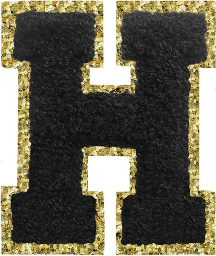 Miniatura 97 de Parches de letras termo-adhesivas de felpilla para chaquetas, parches de letras universitarias con brillantina para planchar en la letra azul A