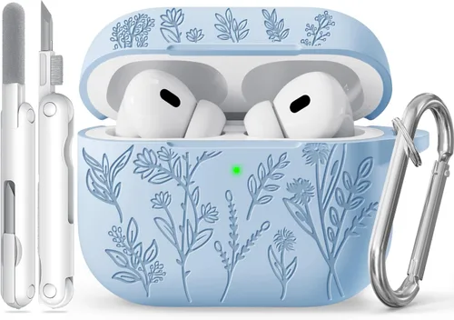 Miniatura 28 de Funda para Airpods Pro 3 con tapa magnética, fundas grabadas con flores para Apple AirPods Pro de 3ª generación 2025, funda de silicona suave