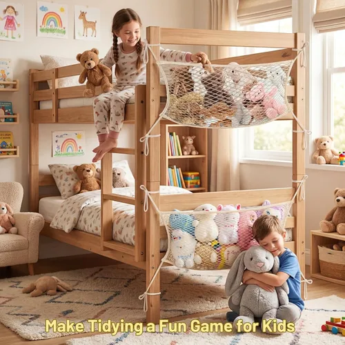 Miniatura 5 de Red de almacenamiento de animales de peluche para niños, red organizadora de juguetes de noche, almacena cuidadosamente tus animales de peluche, red
