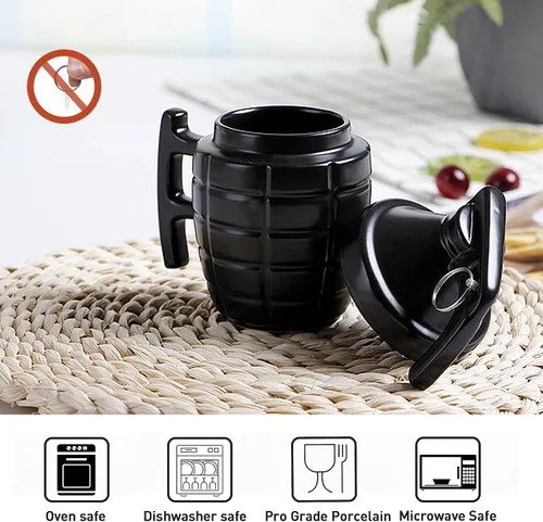 Miniatura 5 de Taza de té de café de cerámica de moda, taza especial fresca 3D, diseño de granada fresca, taza de té duradera, tazas atractivas, regalos de Negro