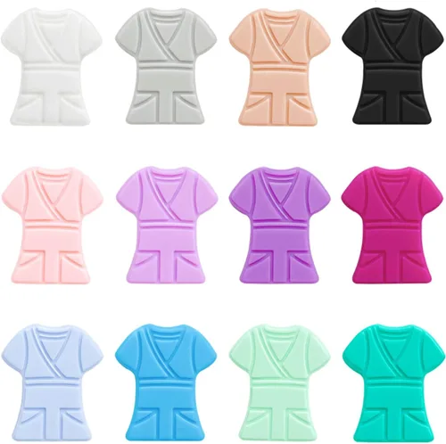 12 cuentas de silicona para uniforme de enfermera, cuentas espaciadoras coloridas para manualidades de bricolaje: guirnalda, llavero, cordón,