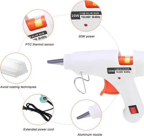Miniatura 2 de Olla de pegamento caliente para manualidades con mini pistola de pegamento de 20 W y 40 varillas, macetas de pegamento para manualidades con diseño