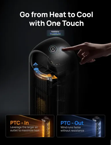 Miniatura 4 de Dreo Combo de ventilador de torre y calentador, ventiladores de pie de 29.2 pies/s para dormitorio, 17 niveles, 6 modos, oscilación de 120°, 42