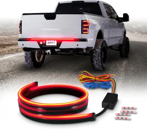 OPT7 Flexible Tira de Luz LED de 48 Pulgadas para Freno, sin Señal de Giro, Luz de Tercer Freno Impermeable DRL Roja 12V para Camioneta, Furgoneta,