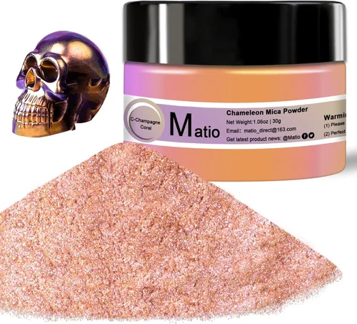 Miniatura 13 de Matio Polvo de Mica Camaleón, 10 * 5g Polvo Cromado, Pigmento de Efecto Nacarado con Cambio de Color, Juego de Polvo de Mica para Resina Epoxi