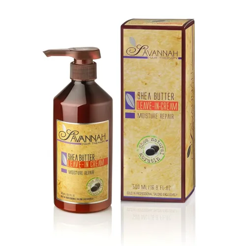Miniatura 5 de Savannah Hair Therapy Acondicionador en crema sin enjuague para cabello seco dañado y teñido con manteca de karité, queratina y proteína de seda