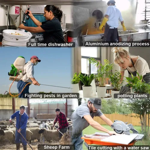 Miniatura 6 de Delantal de Goma Gruesa, Delantal Impermeable de Carnicero Resistente a Productos Químicos Ajustable Delantal de Trabajo