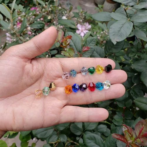 Miniatura 3 de Cuentas de vidrio de bicono de 0.394 pulgadas para hacer joyas, 300 piezas de forma facetada, cuentas espaciadoras de cristal coloridas, surtidos