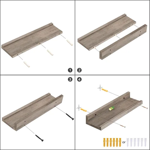 Miniatura 8 de HOOBRO - Estantes flotantes, juego de 3, estante colgante de 35.4 pulgadas con borde elevado y soportes invisibles, para baño, dormitorio, cocina