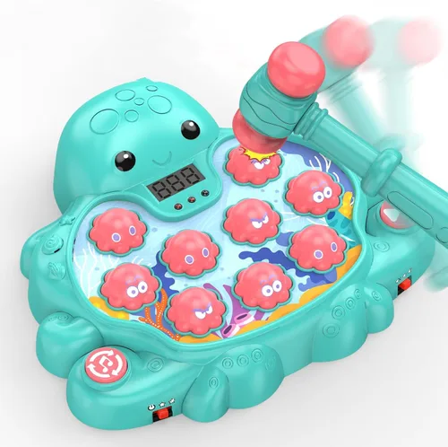 Juego Octopus Vitality Strike, Juguete Musical Educativo Whack-A-Mole con 2 Modos de Juego, Pantalla de Puntuación Digital, Juguete de Aprendizaje