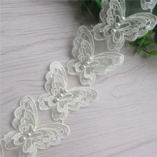 Miniatura 4 de Arco de mariposa soluble de 5 yardas de organza bordada de encaje para tejer, apliques de boda, cinta de retazos hechos a mano, suministros
