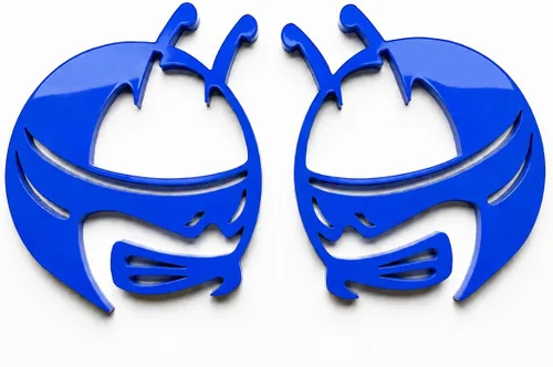 Par de emblemas de cabeza de abeja para Challenger Charger Scat Pack Fender Badge (azul oscuro)