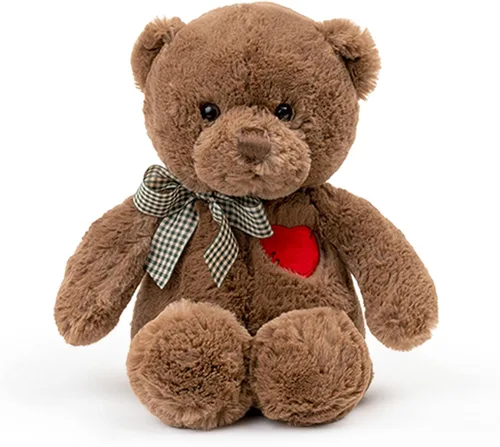 Miniatura 10 de Conejito pequeño de peluche con corazón, lindo conejo marrón, animales de peluche suaves, oso de peluche, juguetes de peluche, regalos para novia