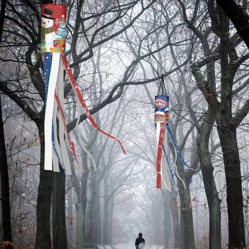 Miniatura 5 de Windsock - Calcetín de viento reutilizable suave de Navidad para colgar al aire libre para jardín, árbol, fiesta, decoración de bandera, calcetines