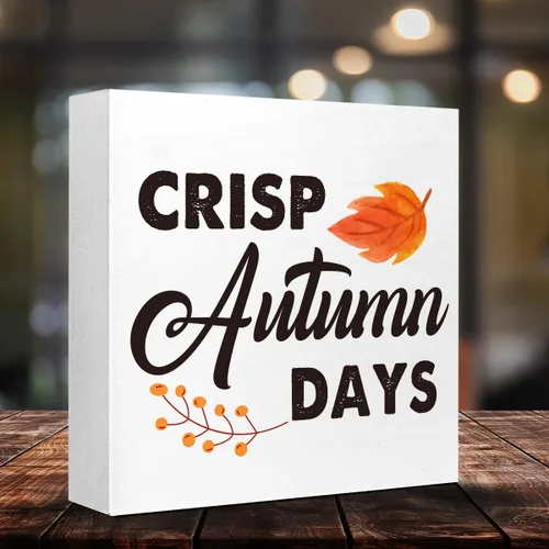 Miniatura 3 de Decoración de escritorio de otoño, letrero de madera de días de otoño nítidos, letrero de bloque de madera de otoño, decoraciones de otoño