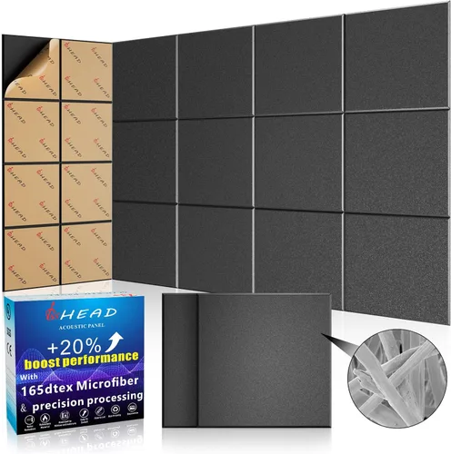 Miniatura 28 de Paneles Acústicos de Pared Grandes 47.2"x23.6"x1.57" Paquete de 4, Paneles de Prueba de Sonido DIY 3D con Ondas para Paredes, Paneles de Pared