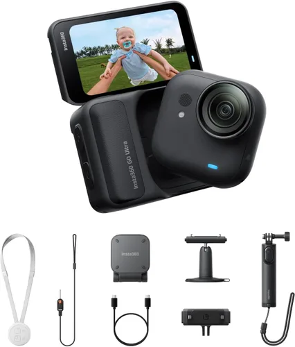 Miniatura 24 de Insta360 GO Ultra - Cámara de vlogging 4K pequeña, manos libres, cámara POV, sensor de 1/1.28 pulgadas, peso de 1.87 oz, FOV de 156°, duración