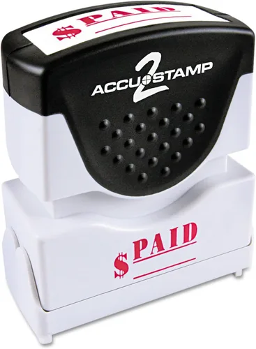 ACCUSTAMP 2 035578 Sello de obturador preentintado, rojo, pagado, 1 5/8 x 1/2