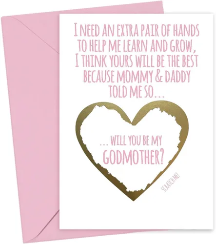 Miniatura 13 de Tarjeta para raspar con texto en inglés «Will You Be My Godmother Godfather Scratch Off», tarjeta para promoción de Tia y Tio a Padrinos de parte