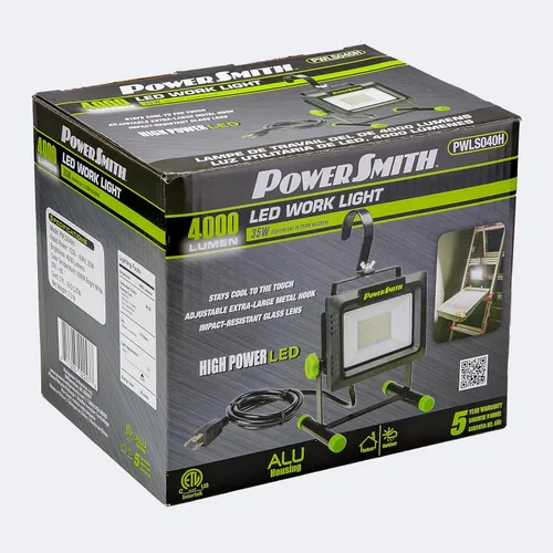Miniatura 6 de PowerSmith 4000 lúmenes Luz de trabajo LED portátil con soporte de metal completo y interruptor sellado para luz de inundación para todo clima