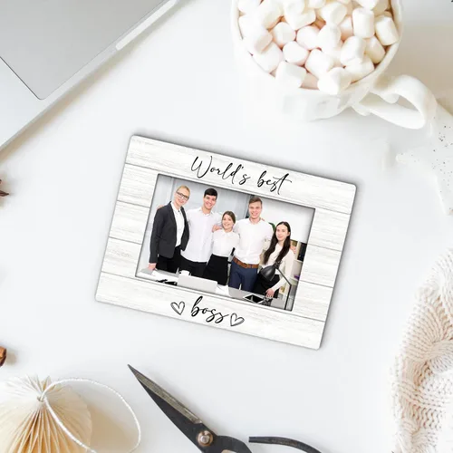 Miniatura 6 de Marco de fotos Boss de 4 x 6 pulgadas, mejores regalos de jefe para mujeres y hombres, marco de fotos de madera, regalo de agradecimiento