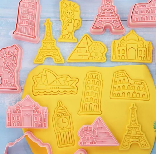 Miniatura 2 de 8 Piezas Moldes de Galletas de la Estatua de la Libertad para Hornear Moldes de Galletas, Prensa Torre Eiffel, Juego de Moldes de Galletas