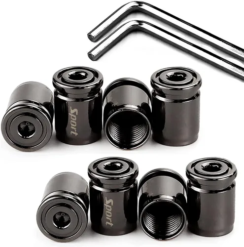 Dsycar Paquete de 8 tapas de vástago de válvula de neumático de bloqueo con sello de goma, tapas de vástago de válvula de aluminio antirrobo para