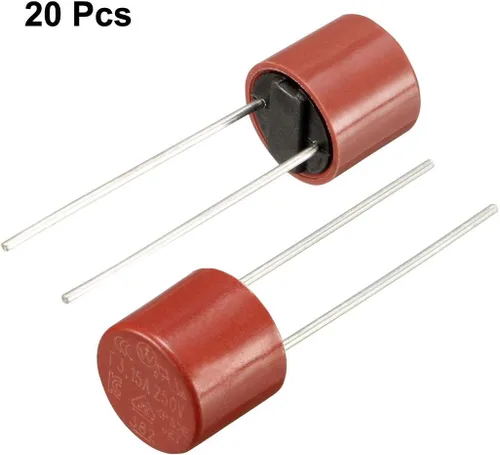 Miniatura 4 de uxcell 20pcs DIP montado en miniatura cilindro lento golpe micro fusible T3.15A 3.15A 250V rojo