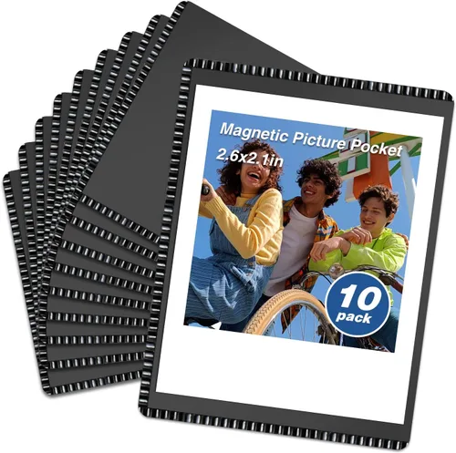 Miniatura 17 de Marco de Fotos Magnético Negro CHUNNIAO 4X6 para Refrigerador, Fundas de Imanes de Fotos Negro 4X6" 10PCS