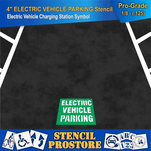 Miniatura 3 de Plantillas de pavimento – 4 pulgadas – Plantilla de estacionamiento de vehículos eléctricos – 14 x 20 x 1/8 pulgadas (128 mil) – Grado profesional