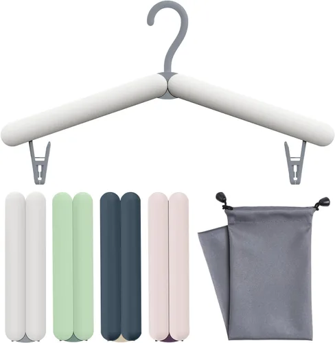 Miniatura 9 de Paquete de 10 perchas plegables de viaje con caja de regalo, ABS grueso y remaches de aluminio, diseño antideslizante para ropa delicada, compactas