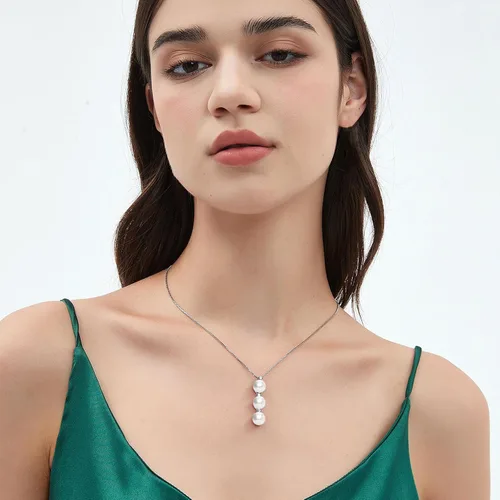 Miniatura 20 de Collar de perlas negras, blancas, doradas, grises para mujer, collar con colgante de plata esterlina, perlas cultivadas en agua salada auténticas