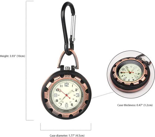 Miniatura 7 de Lancardo Clip On Quartz Watch for Men and Women Glow in The Dark Backpack Buckle Belt Fob Watch for Doctors Nurses Chefs Hiking or Climbing