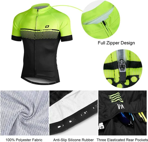 Miniatura 8 de LAMEDA Cycling Jersey Mens Short Sleeves Mountain Bike with Pockets Green