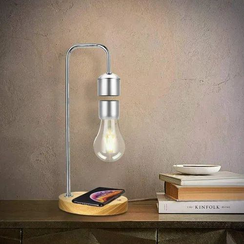 Miniatura 9 de Lámpara Levitante Moderna Única con Luz Flotante y Cargador Inalámbrico Qi Integrado, Diseño Innovador y Sencillo, Luz Nocturna Decorativa Cálida