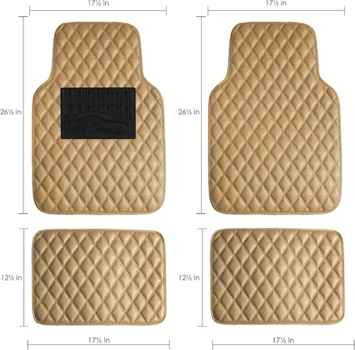 Miniatura 9 de FH Group - Juego completo de revestimientos universales de lujo, tapetes de suelo de cuero sintético beige con diseño de diamante - Tapetes de suelo