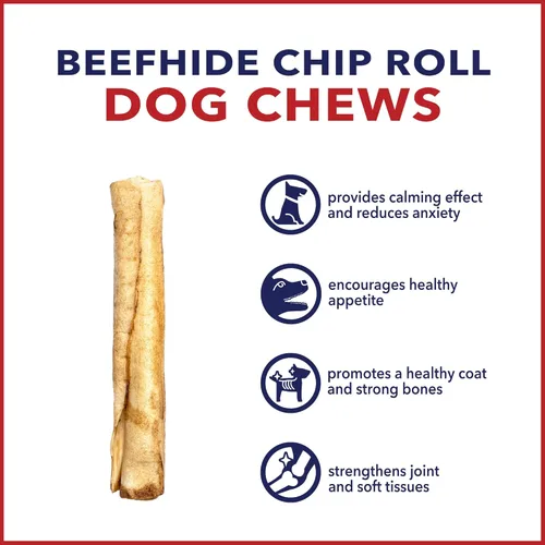 Miniatura 5 de Pet Factory American Beefhide - Rollos de chips de 5 pulgadas para perros, sabor a pollo, 8 unidades/1 paquete