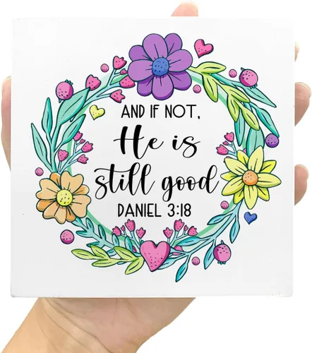 Miniatura 7 de Letrero de madera con texto en inglés "He is Still Good", con versículo bíblico, decoración de escritorio con texto en inglés "He is Still Good