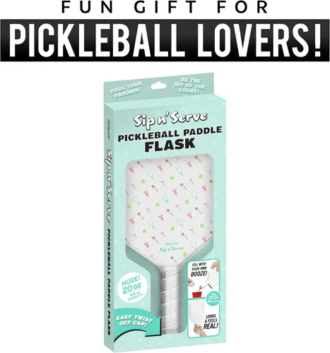 Miniatura 6 de GoSports Sip N' Serve Pickleball Paddle Flask (20 onzas) – Frasco de viaje con alcohol oculto – Divertido regalo de licor – Incluye embudo y boquilla