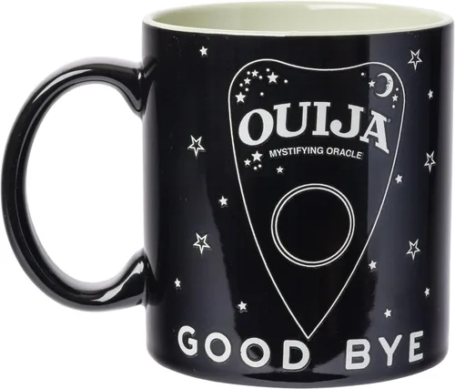 Miniatura 2 de Silver Buffalo Taza de cerámica negra inspirada en la tabla de Ouija, mística, "Adiós, lo aterrador", 20 onzas ouija board