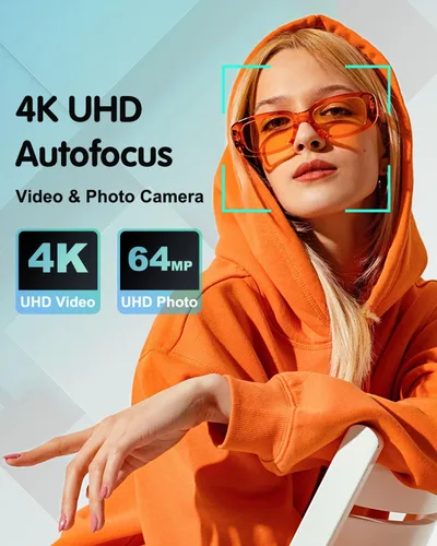 Miniatura 3 de Cámara digital 4K para fotografía, cámara de video de enfoque automático de 64 MP para YouTube con lente selfie, cámara de video compacta de viaje