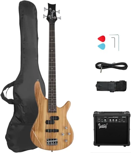 Miniatura 11 de GLARRY Bajo Guitarra Tamaño Completo de 4 Cuerdas, Bajo Exquisito y Elegante con Bolsa para Guitarra, Cable y Llave (Azul, Con AMP)