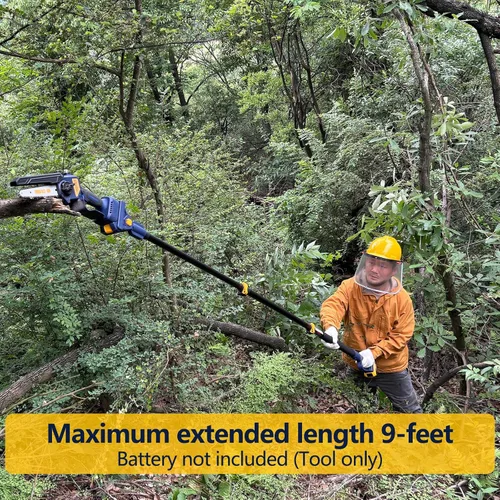 Miniatura 3 de Sierra de poste inalámbrica 2 en 1 y mini motosierra, 6 pulgadas, sin escobillas, alcance de 9.3 pies para poda y poda de árboles, compatible