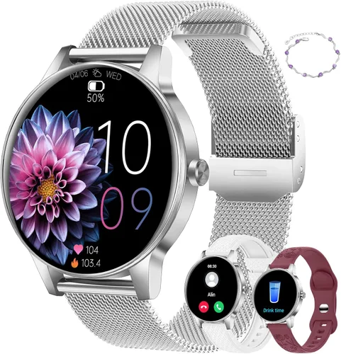 Miniatura 12 de Relojes inteligentes para hombres y mujeres (contestar/realizar llamadas), pantalla HD de 1.27" con rastreador de actividad física, monitor de ritmo
