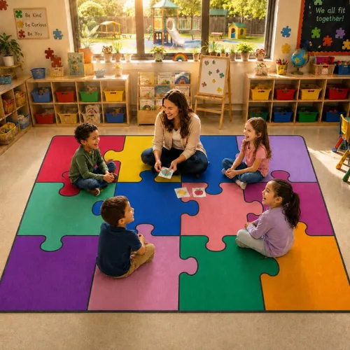 Miniatura 30 de Alfombra para Niños, Alfombra de Oruga Arcoíris ABC Letras del Alfabeto Tapete Educativo - 5x7 Pies Alfombra de Área de Aprendizaje con Respaldo