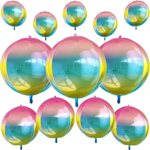 Miniatura 28 de 12 globos redondos de aluminio azul marino, globos de helio 4D de 22 pulgadas, 15 pulgadas, 10 pulgadas, globo de aluminio azul metálico
