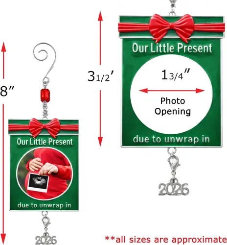 Miniatura 2 de BANBERRY DESIGNS Sonogram Picture Ornament 2025 – Anuncio de embarazo – Adorno de Navidad – Regalo de nueva mamá – 3.5 pulgadas de alto – 1.75