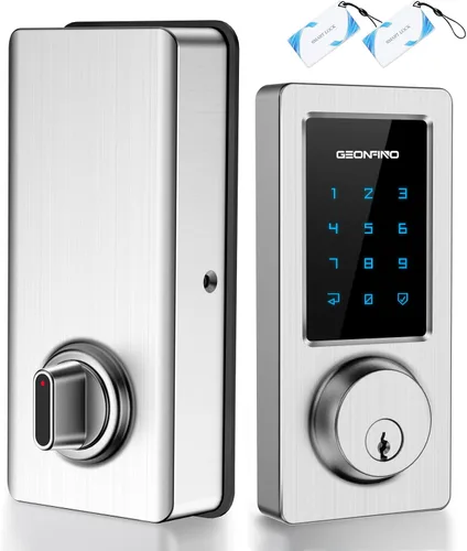Cerradura de puerta de entrada sin llave, cerradura inteligente con aplicación Bluetooth, teclado electrónico, tarjeta IC, llaves de repuesto,
