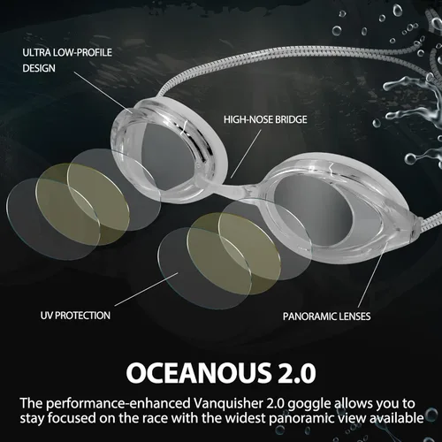 Miniatura 7 de Swim Goggles for Adult Men Women Youth, Bungee Strap Swimming Goggles No Hair Pulling Mirrored/Clear Lens Goggles 06-transparente