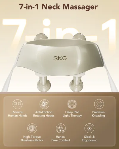 Miniatura 2 de SKG H7 Masajeador de cuello ultra inalámbrico para aliviar el dolor de tejido profundo, regalos del día del padre, masajeador ajustable de cuello